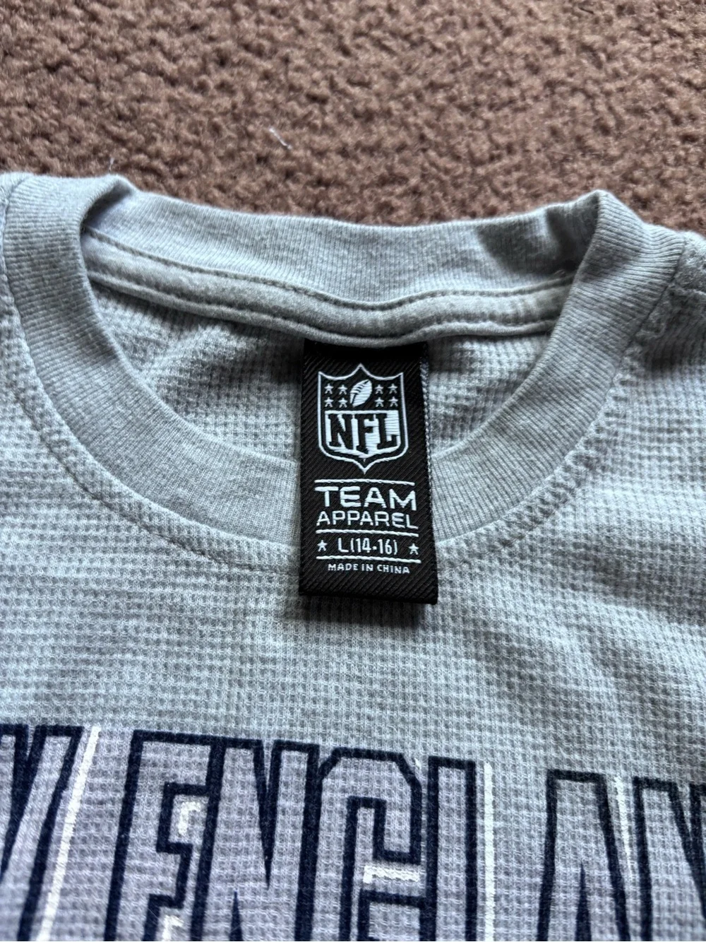 NFL New England Patriots Light Gray Long Sleeve Waffle Tee